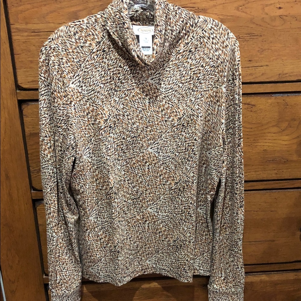 Croft & Barrow Brown and Cream Blouse
